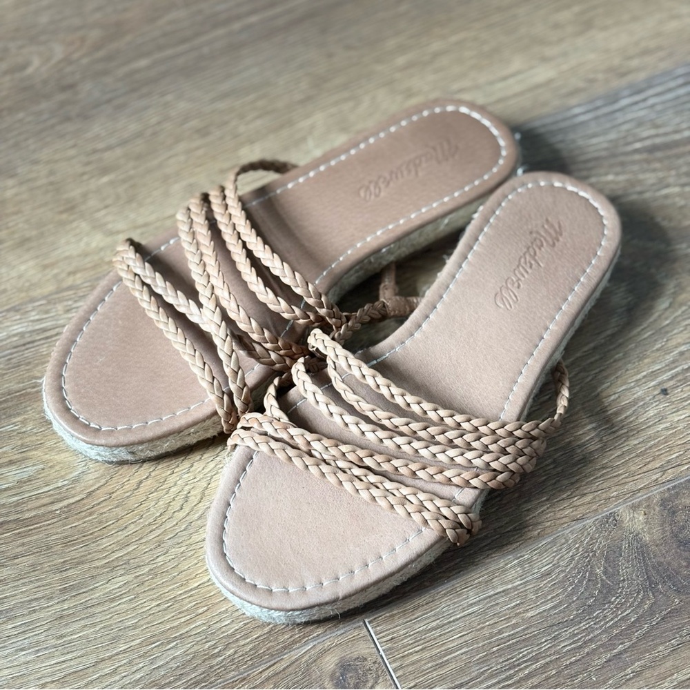 NWOT Madewell Braided Espadrille Tan Sandal Slides